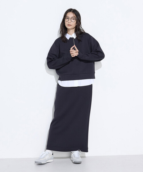 【NEW】コムサワードローブ（COMME CA Wardrobe）/レーヨンミックスダンボール ナロースカート セール】レーヨンミックスダンボール ナロースカート（スカート