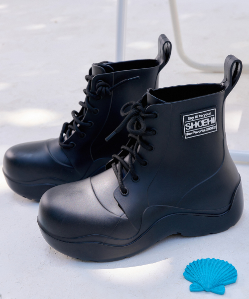 SHOEHI(シューハイ)の「ロラレースアップレインブーツ(3Colors)_R0010(レインシューズ・レディース・ブラック/ブルー/アイボリー・M size/L size/S size)」の2枚目の写真