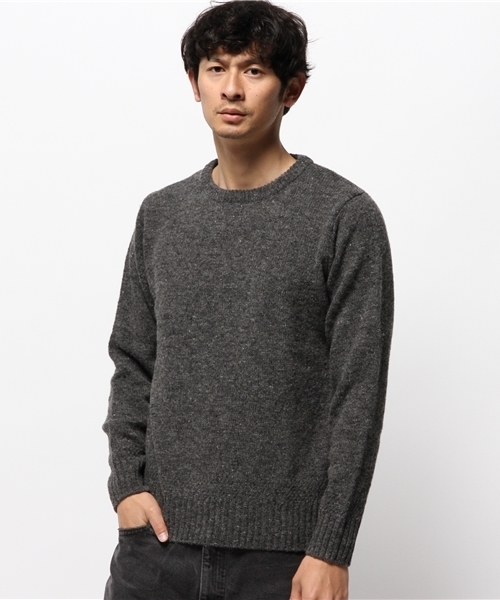 OUTLET(アウトレット)の「【CIAOPANIC TYPY】シェッドランドクルーネックニット(ニット/セーター・メンズ・ベージュ/ネイビー/グレー/ワイン/ホワイト/グリーン・MEDIUM/LARGE/SMALL)」の3枚目の写真