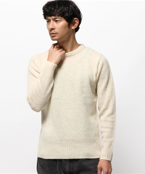 OUTLET(アウトレット)の「【CIAOPANIC TYPY】シェッドランドクルーネックニット(ニット/セーター・メンズ・ベージュ/ネイビー/グレー/ワイン/ホワイト/グリーン・MEDIUM/LARGE/SMALL)」の2枚目の写真
