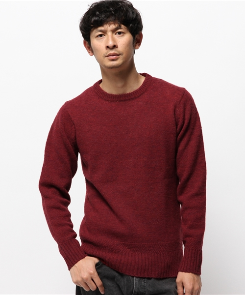 OUTLET(アウトレット)の「【CIAOPANIC TYPY】シェッドランドクルーネックニット(ニット/セーター・メンズ・ベージュ/ネイビー/グレー/ワイン/ホワイト/グリーン・MEDIUM/LARGE/SMALL)」の6枚目の写真