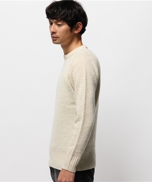 OUTLET(アウトレット)の「【CIAOPANIC TYPY】シェッドランドクルーネックニット(ニット/セーター・メンズ・ベージュ/ネイビー/グレー/ワイン/ホワイト/グリーン・MEDIUM/LARGE/SMALL)」の7枚目の写真