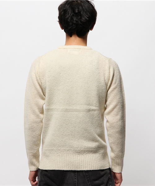 OUTLET(アウトレット)の「【CIAOPANIC TYPY】シェッドランドクルーネックニット(ニット/セーター・メンズ・ベージュ/ネイビー/グレー/ワイン/ホワイト/グリーン・MEDIUM/LARGE/SMALL)」の8枚目の写真