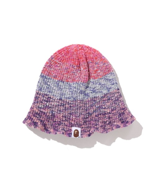 A BATHING APE（アベイシングエイプ）の「GRADATION APE HEAD KNIT CAP（ニットキャップ/ビーニー・キッズ・パープル/ブルー・FREE）」の4枚目の写真