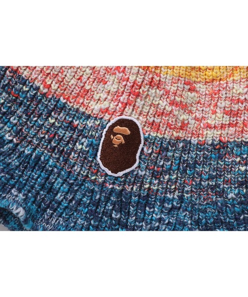 A BATHING APE（アベイシングエイプ）の「GRADATION APE HEAD KNIT CAP（ニットキャップ/ビーニー・キッズ・パープル/ブルー・FREE）」の5枚目の写真