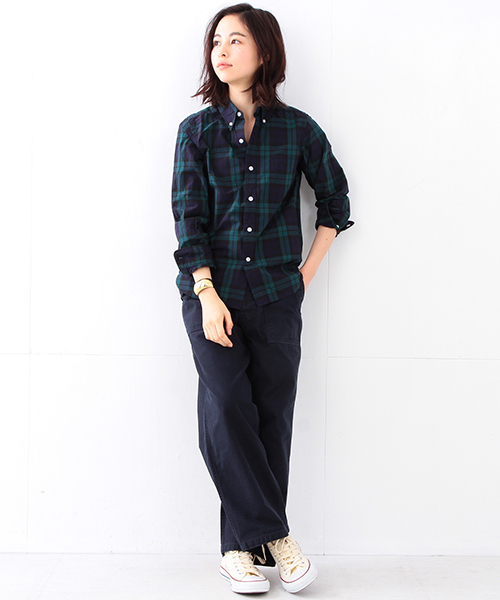 BEAMS BOY（ビームスボーイ）の「BEAMS BOY / チェック ボタンダウンシャツ（シャツ/ブラウス・レディース・ホワイト/ブルー/ネイビー・ONE SIZE）」の10枚目の写真