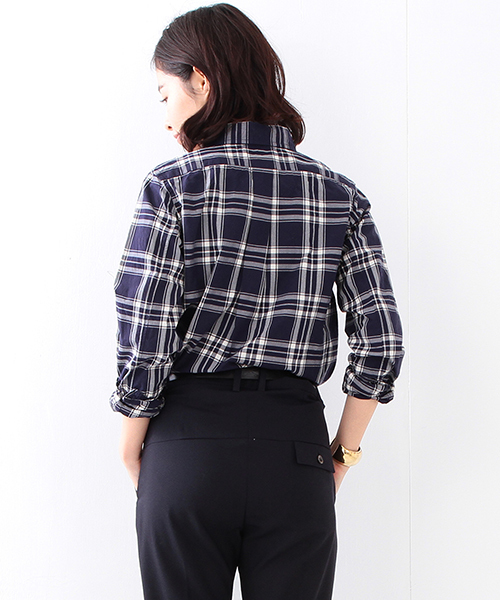 BEAMS BOY（ビームスボーイ）の「BEAMS BOY / チェック ボタンダウンシャツ（シャツ/ブラウス・レディース・ホワイト/ブルー/ネイビー・ONE SIZE）」の12枚目の写真