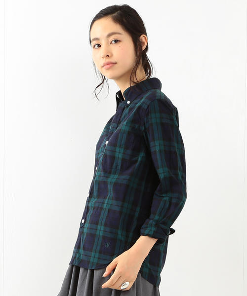 BEAMS BOY（ビームスボーイ）の「BEAMS BOY / チェック ボタンダウンシャツ（シャツ/ブラウス・レディース・ホワイト/ブルー/ネイビー・ONE SIZE）」の9枚目の写真