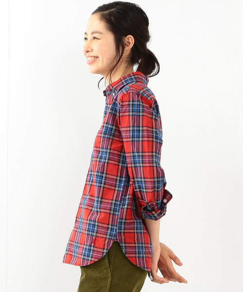 BEAMS BOY（ビームスボーイ）の「BEAMS BOY / チェック ボタンダウンシャツ（シャツ/ブラウス・レディース・ホワイト/ブルー/ネイビー・ONE SIZE）」の5枚目の写真