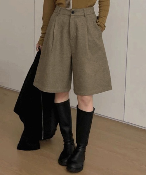 DAY CLOSET(デイ クローゼット)の「【大きいサイズ有/微起毛/バックゴム】フロント タック ハーフパンツ レディース(その他パンツ・レディース・ダークグレー/オリーブ・XL/S/M/L)」の8枚目の写真