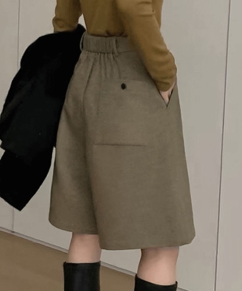 DAY CLOSET(デイ クローゼット)の「【大きいサイズ有/微起毛/バックゴム】フロント タック ハーフパンツ レディース(その他パンツ・レディース・ダークグレー/オリーブ・XL/S/M/L)」の14枚目の写真
