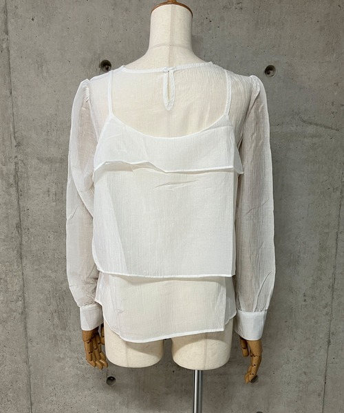 GLAMOROUS JANE(グラマラスジェーン)の「シアー長袖トップス×キャミソール 2点セット(Tシャツ/カットソー・レディース・ブラック/ホワイト・FREE)」の17枚目の写真