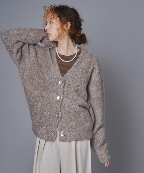 terrace(テラス)の「ブークレヤーンミックスニットカーディガン(カーディガン/ボレロ・レディース・ピンク/ブラウン×イエロー/グレイッシュベージュ/オレンジ・FREE)」の16枚目の写真
