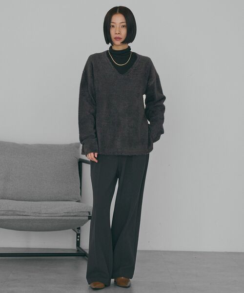 AMERICAN HOLIC（アメリカンホリック）の「美・美・美あったかワイドパンツ（スラックス・レディース・ブラウン/チャコールグレー/ブラック・XL/S/L/M）」の21枚目の写真