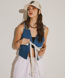 ロングストラップデニムベスト