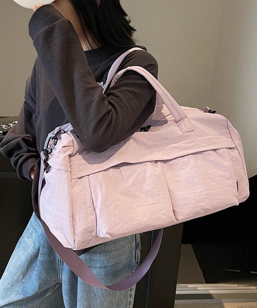 VIBGYOR(ヴィブジョー)の「Liaa/ナイロン 大容量 ボストンバッグ A18739(ボストンバッグ・レディース・ブラック/グレー/パープル・FREE)」の1枚目の写真