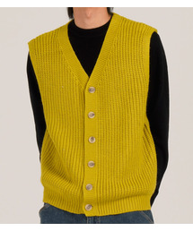 BUTTON SEOUL（ボタンソウル）の「ヘビーニットベストカーディガン（イエロー）（ベスト）」
