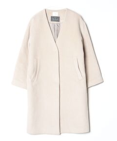 セール】ラムウールノーカラーロングコート◇（ノーカラーコート
