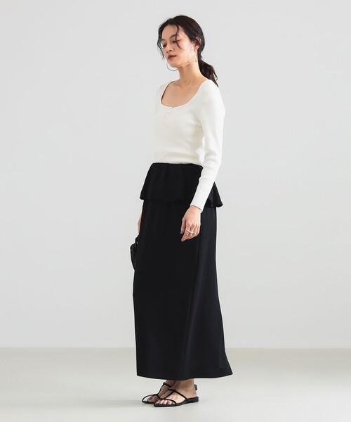 Demi-Luxe BEAMS(デミルクス ビームス)の「【8/6値下げ】16ゲージ コットン ヘンリーネック プルオーバー(ニット/セーター・レディース・ネイビー/ホワイト・ONE SIZE)」の10枚目の写真