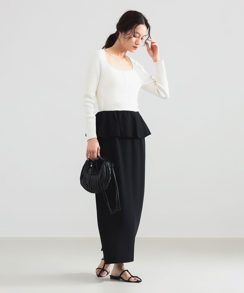 Demi-Luxe BEAMS(デミルクス ビームス)の「【8/6値下げ】16ゲージ コットン ヘンリーネック プルオーバー(ニット/セーター・レディース・ネイビー/ホワイト・ONE SIZE)」の11枚目の写真