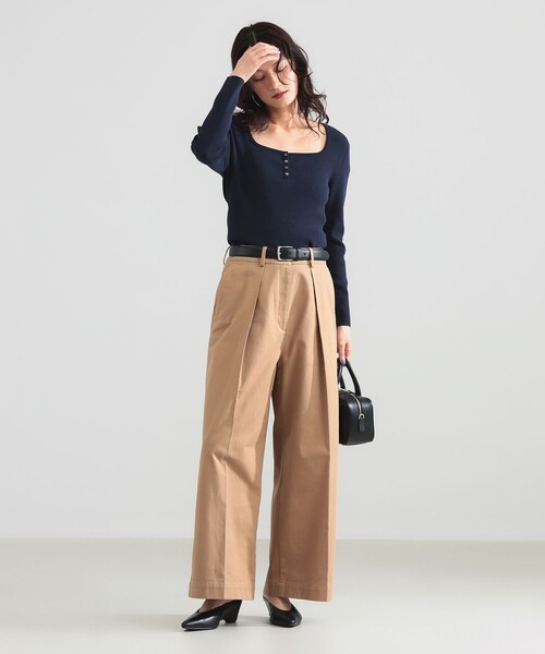 Demi-Luxe BEAMS(デミルクス ビームス)の「【8/6値下げ】16ゲージ コットン ヘンリーネック プルオーバー(ニット/セーター・レディース・ネイビー/ホワイト・ONE SIZE)」の16枚目の写真