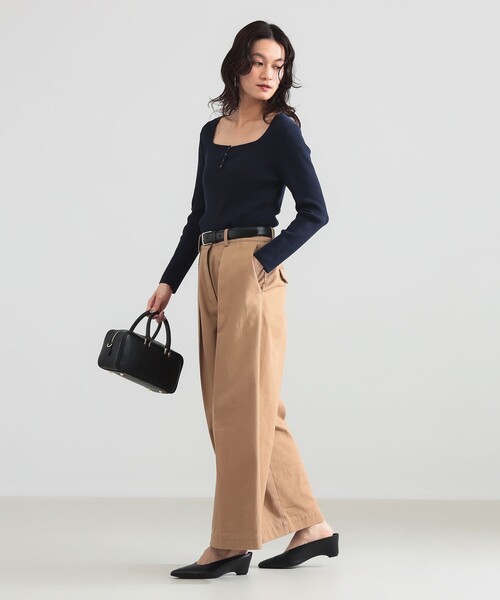 Demi-Luxe BEAMS(デミルクス ビームス)の「【8/6値下げ】16ゲージ コットン ヘンリーネック プルオーバー(ニット/セーター・レディース・ネイビー/ホワイト・ONE SIZE)」の17枚目の写真