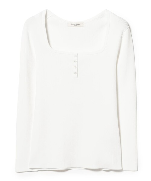 Demi-Luxe BEAMS(デミルクス ビームス)の「【8/6値下げ】16ゲージ コットン ヘンリーネック プルオーバー(ニット/セーター・レディース・ネイビー/ホワイト・ONE SIZE)」の21枚目の写真