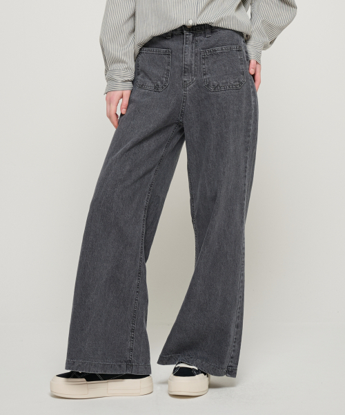 ROIDESROIS（ロワデロワ）の「エイラインヒドンバンディングポケットデニムパンツ（グレー）（デニムパンツ・レディース・その他・S/M/L）」の3枚目の写真