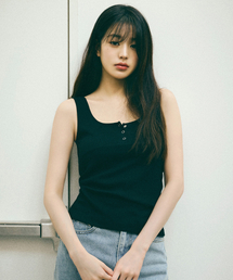 NUBASIC BUTTON SLEEVELESS BLACK