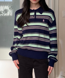 RETRO STRIPE POLO KNIT NAVY