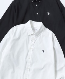 U.S. POLO ASSN./ユーエスポロアッスン Broad Denim Shirt/レギュラーフィット ブロード デニム 無地 ストライプ チェック ロゴ ワンポイント刺繍 ボタンダウンシャツ/長袖シャツ/レディース メンズ
