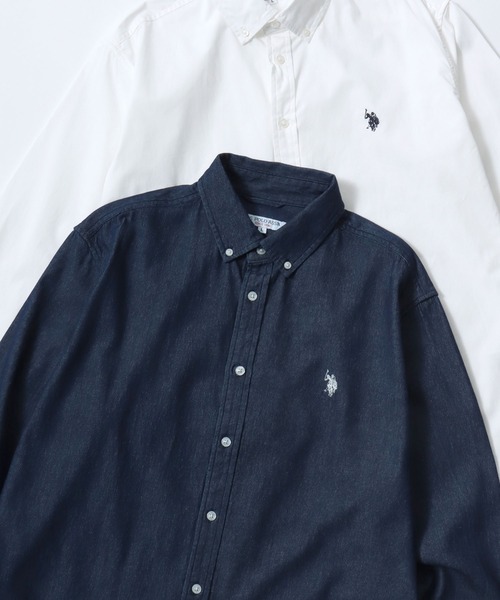 U.S. POLO ASSN.(ユーエスポロアッスン)の「U.S. POLO ASSN./ユーエスポロアッスン Broad Denim Shirt/レギュラーフィット ブロード デニム 無地 ストライプ チェック ロゴ ワンポイント刺繍 ボタンダウンシャツ/長袖シャツ/レディース メンズ(シャツ/ブラウス・メンズ・ブルー系その他/インディゴブルー/ホワイト/ブラック/ライトブルー/ブルー系その他2・LL/L/M)」の4枚目の写真