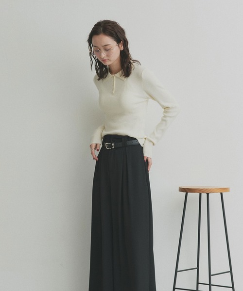 ad thie（アドティエ）の「ダブルカラー ポロニットトップス（ニット/セーター・レディース・杢グレー/ライトブルー/ブラック/オフホワイト・FREE）」の14枚目の写真