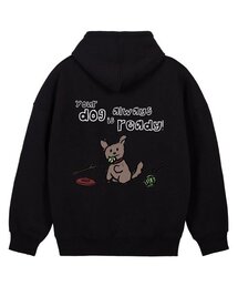 ドゥドゥルパピー オーバーサイズ ワイドショルダー フードパーカー_ブラック
