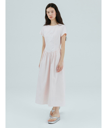 Round Shirring Dress Pink