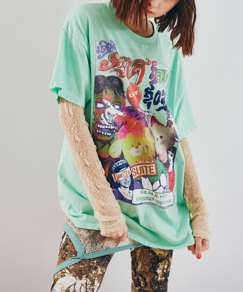 RNA（アールエヌエー）の「M2622 コンフュージョンフォトプリントT（Tシャツ/カットソー・レディース・ミント/アッシュグレー・MEDIUM）」の7枚目の写真