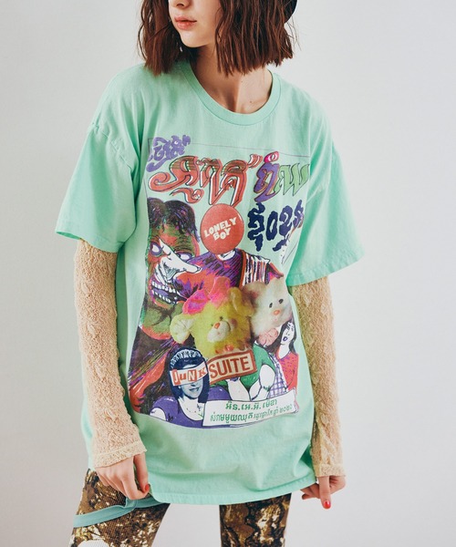 RNA（アールエヌエー）の「M2622 コンフュージョンフォトプリントT（Tシャツ/カットソー・レディース・ミント/アッシュグレー・MEDIUM）」の4枚目の写真