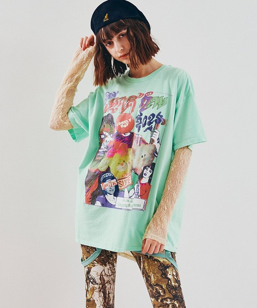 RNA（アールエヌエー）の「M2622 コンフュージョンフォトプリントT（Tシャツ/カットソー・レディース・ミント/アッシュグレー・MEDIUM）」の5枚目の写真