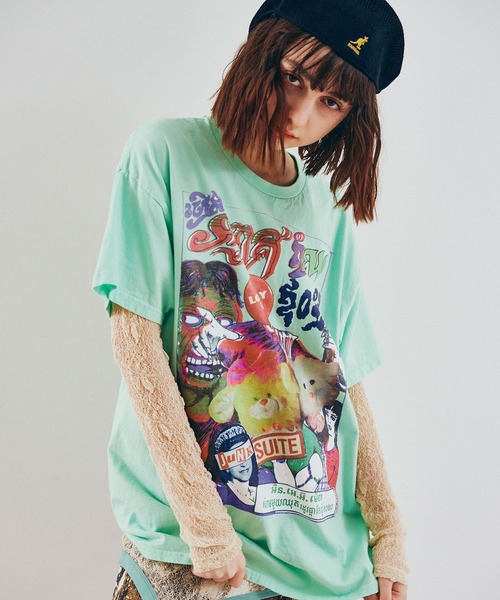 RNA（アールエヌエー）の「M2622 コンフュージョンフォトプリントT（Tシャツ/カットソー・レディース・ミント/アッシュグレー・MEDIUM）」の3枚目の写真