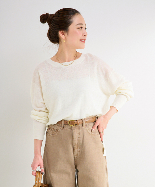 B.C STOCK(ベーセーストック)の「手洗い可 / FRENCH ICY LINEN プルオーバー(ニット/セーター・レディース・ブルー/ホワイト/ピンク/ブラック・FREE)」の2枚目の写真