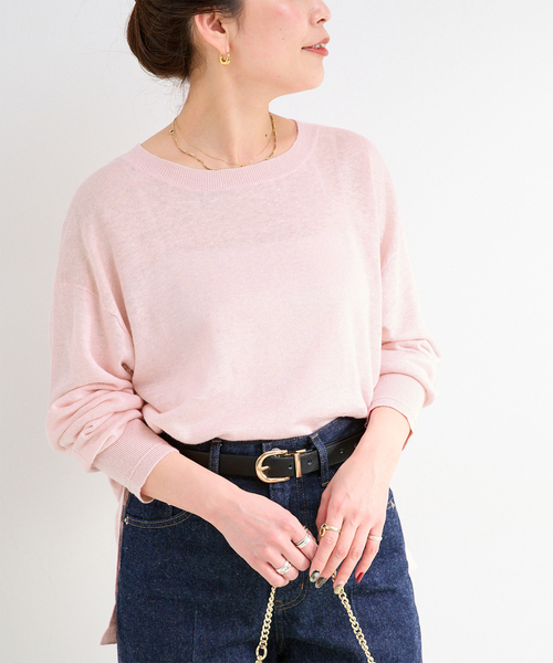 B.C STOCK(ベーセーストック)の「手洗い可 / FRENCH ICY LINEN プルオーバー(ニット/セーター・レディース・ブルー/ホワイト/ピンク/ブラック・FREE)」の4枚目の写真
