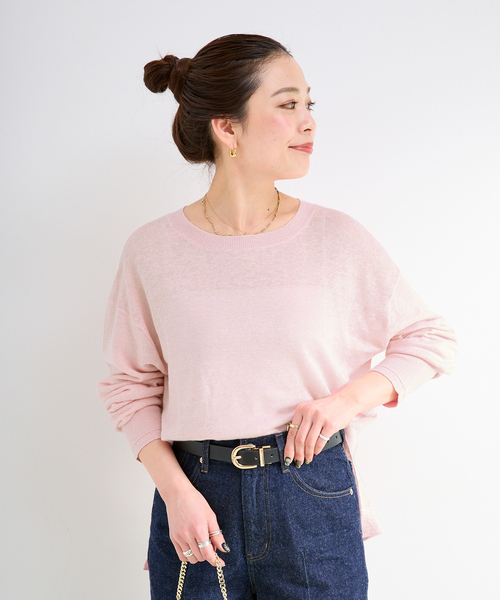B.C STOCK(ベーセーストック)の「手洗い可 / FRENCH ICY LINEN プルオーバー(ニット/セーター・レディース・ブルー/ホワイト/ピンク/ブラック・FREE)」の5枚目の写真