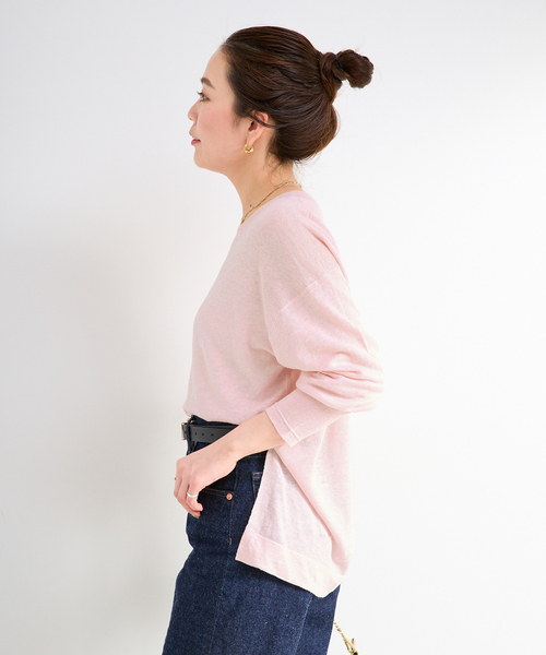 B.C STOCK(ベーセーストック)の「手洗い可 / FRENCH ICY LINEN プルオーバー(ニット/セーター・レディース・ブルー/ホワイト/ピンク/ブラック・FREE)」の6枚目の写真