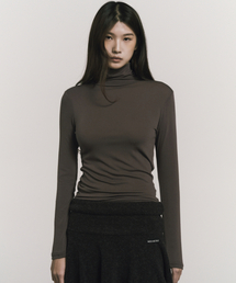 [ESSENTIAL] SLIM TURTLENECK TOP_BROWN