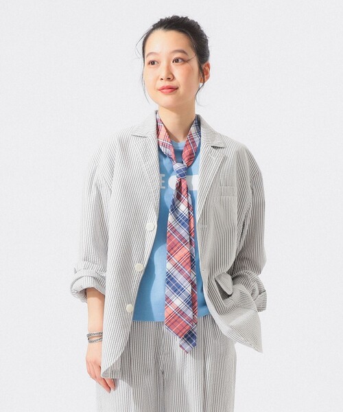 BEAMS BOY(ビームスボーイ)の「シアサッカー ジャケット(テーラードジャケット・レディース・グレー/ベージュ・0/1)」の6枚目の写真