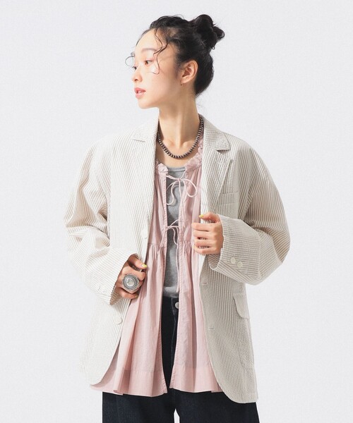 BEAMS BOY(ビームスボーイ)の「シアサッカー ジャケット(テーラードジャケット・レディース・グレー/ベージュ・0/1)」の12枚目の写真