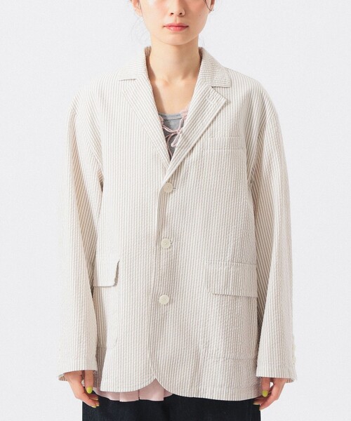 BEAMS BOY(ビームスボーイ)の「シアサッカー ジャケット(テーラードジャケット・レディース・グレー/ベージュ・0/1)」の15枚目の写真