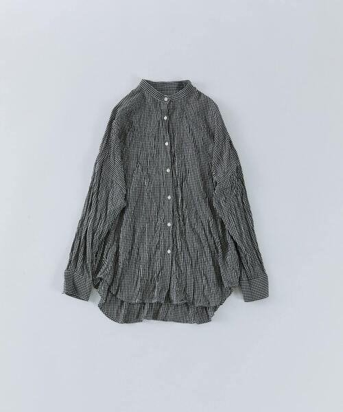 conges payes ADIEU TRISTESSE（コンジェ ペイエ アデュートリステス）の「クリンクル加工2wayシャツ（シャツ/ブラウス・レディース・チェック/ネイビー/ドット・38）」の3枚目の写真