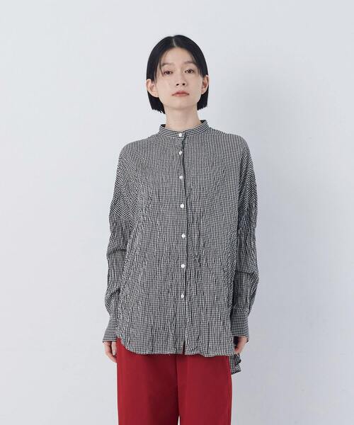 conges payes ADIEU TRISTESSE（コンジェ ペイエ アデュートリステス）の「クリンクル加工2wayシャツ（シャツ/ブラウス・レディース・チェック/ネイビー/ドット・38）」の8枚目の写真