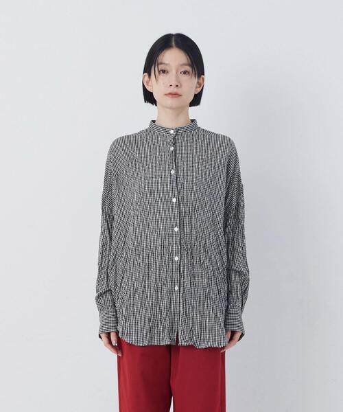 conges payes ADIEU TRISTESSE（コンジェ ペイエ アデュートリステス）の「クリンクル加工2wayシャツ（シャツ/ブラウス・レディース・チェック/ネイビー/ドット・38）」の9枚目の写真